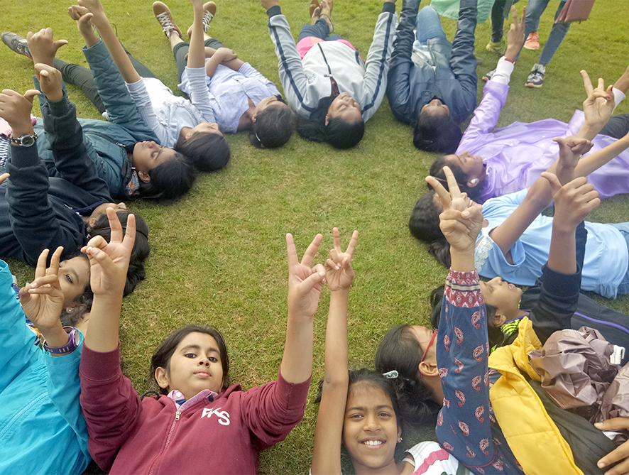 Field trip students exploring outdoors